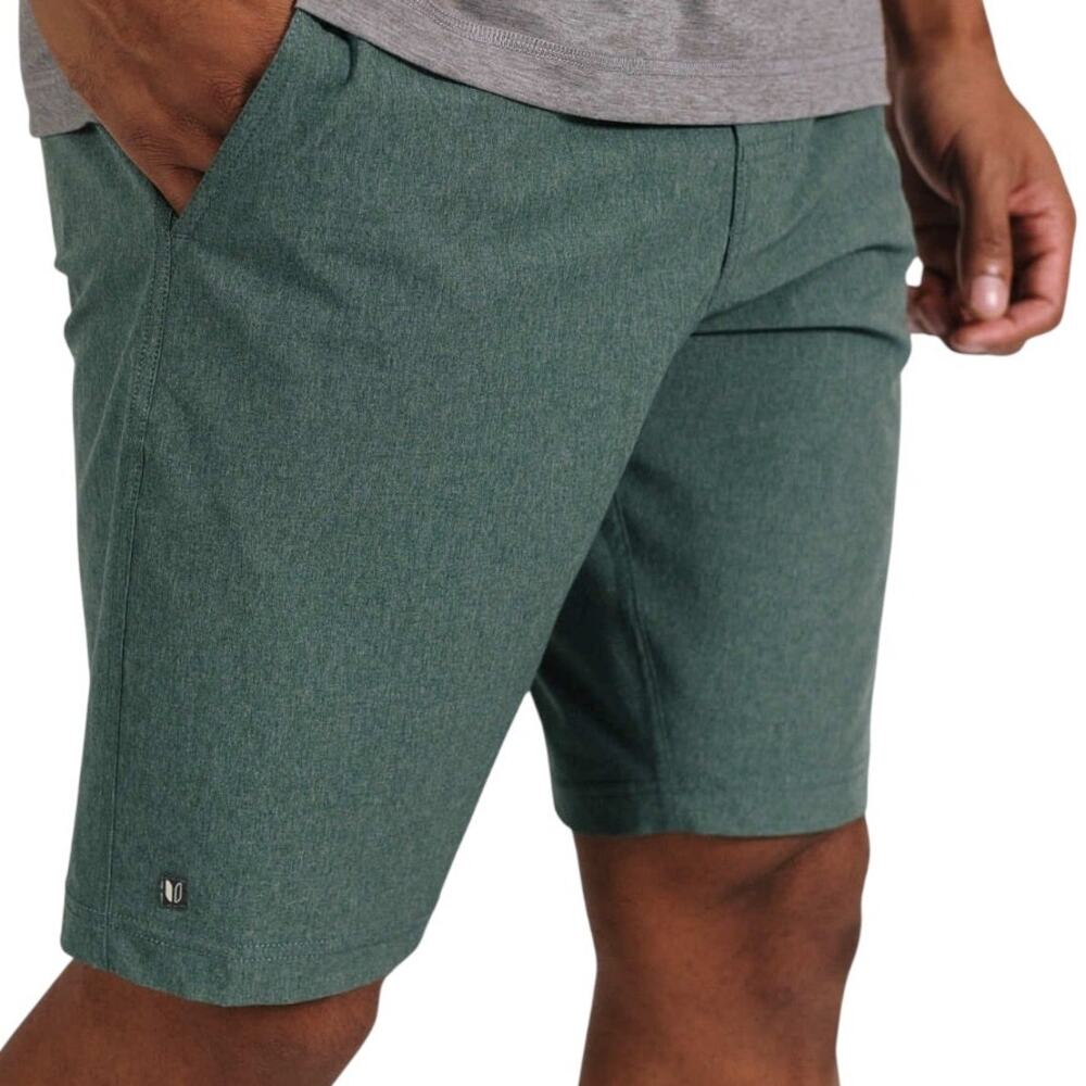 Linksoul Boardwalker Shorts Chino Pockets Golf Flat Front Mid Stretch Green 35